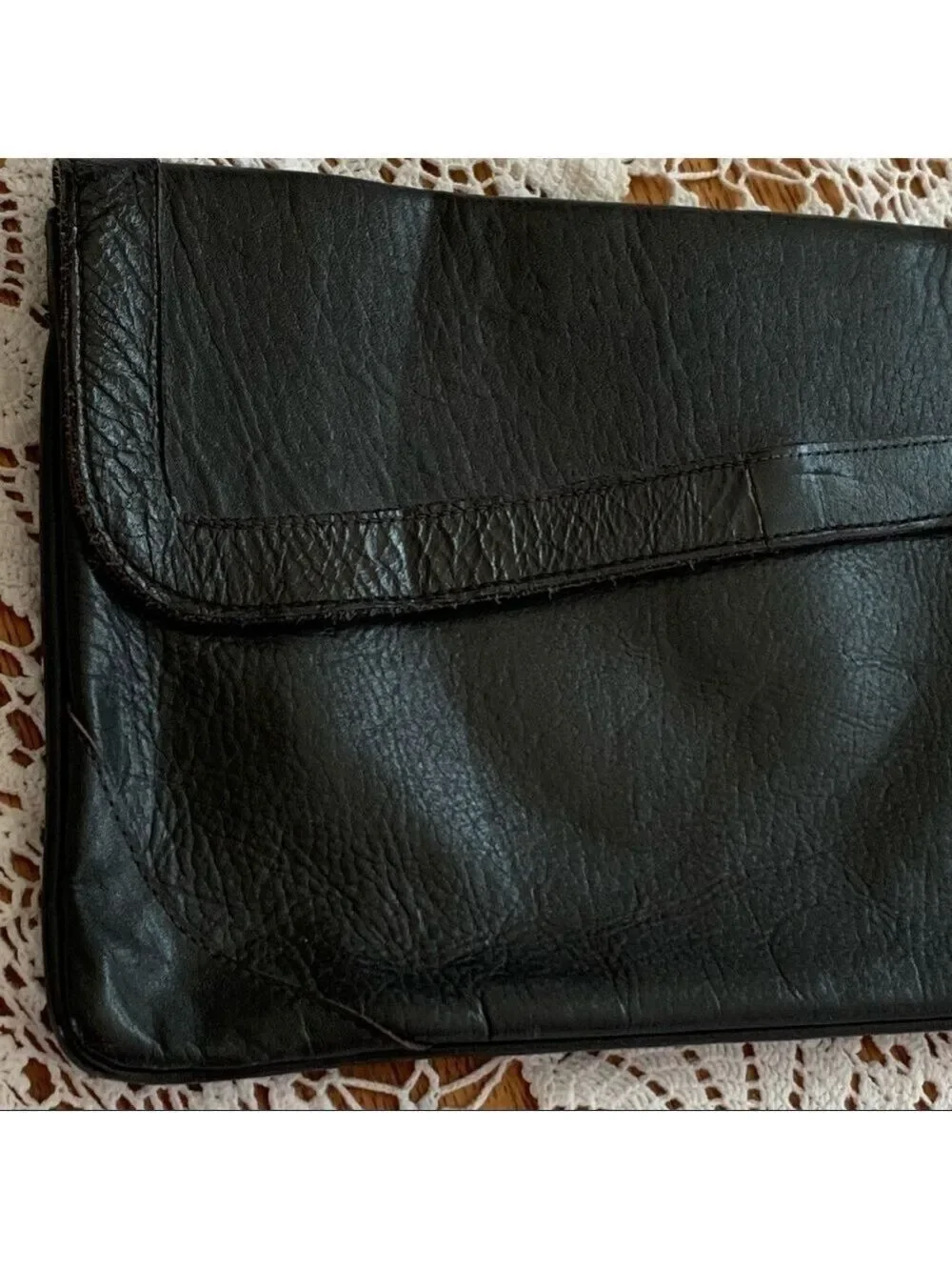 VINTAGE Genuine Leather envelope style clutch evening casual minimalist